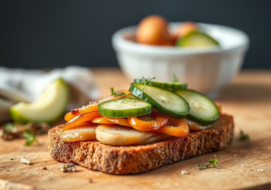 Roggebrood met gerookte paling, AI-gegenereerde illustratie