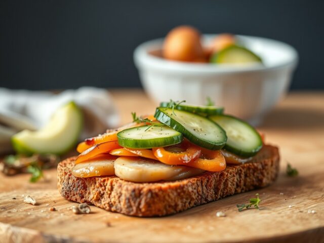 Roggebrood met gerookte paling — AI-gegenereerde illustratie