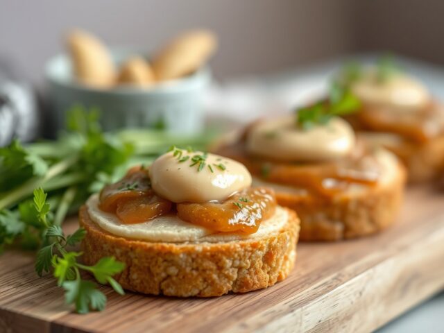 Roggetoastjes met kruidenkaas — AI-gegenereerde illustratie