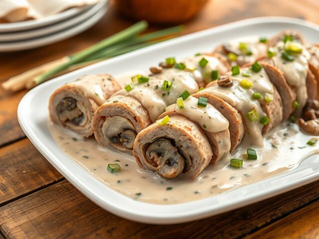 Rollade met soort van Stroganoffsaus