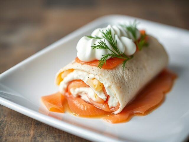 Rollade van zalm en kabeljauw — AI-gegenereerde illustratie