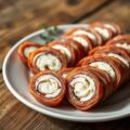 Rolletje droge ham gevuld met kaas en (duxelle)