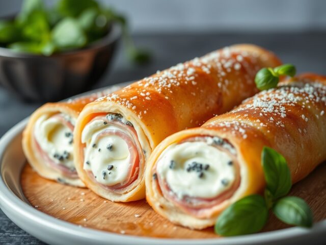 Rolletjes Gande Ham gevuld met kaas