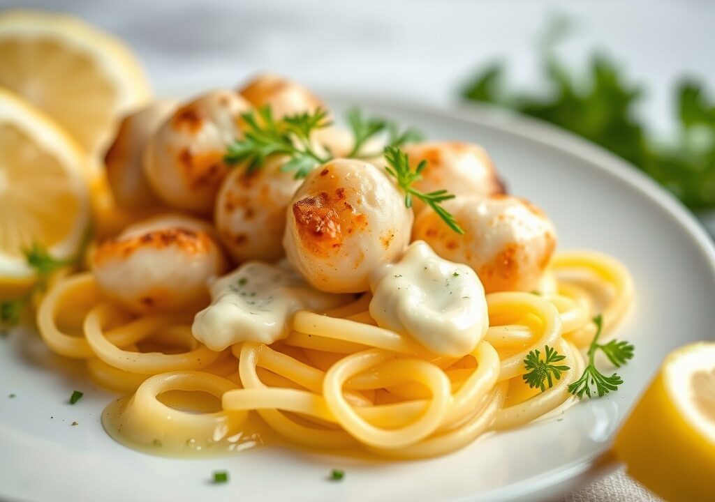 Rolmops op knolselderijsalade, AI-gegenereerde illustratie