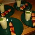 Romige aardappelmousse met zalmspiesjes