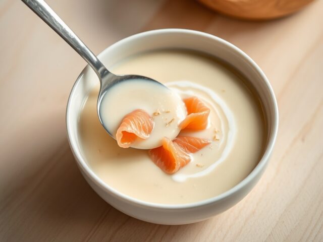 Romige bloemkoolsoep met gerookte zalm