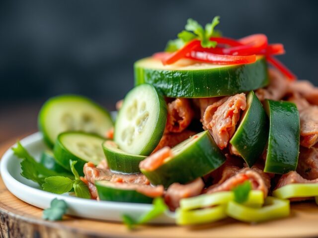 Romige corned beef met komkommer — AI-gegenereerde illustratie