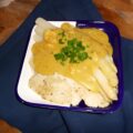 Romige kerriesaus met garnaaltjes voor bij asperges en schol