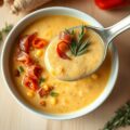Romige Kerstsoep met mais en paprika