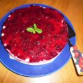 Romige kwarktaart met cranberry compote