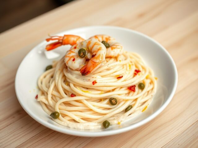 Romige pasta met gamba’s