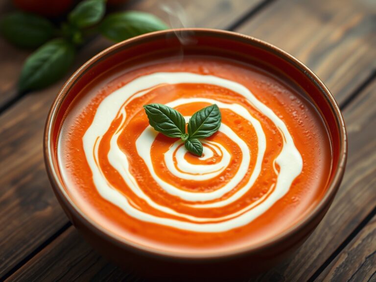 Romige pomodori tomatensoep met basilicum-créme