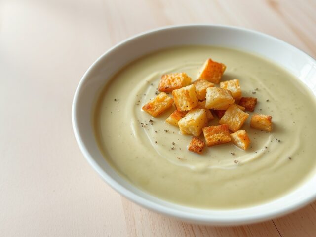 Romige slasoep met croutons