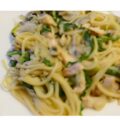 Romige spaghetti Florentine met verse zalm….