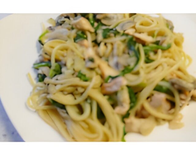 Romige spaghetti Florentine met verse zalm….