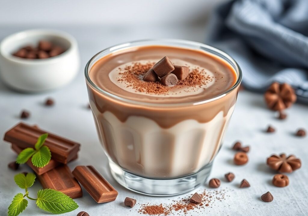 Romige, volle chocolademelk, AI-gegenereerde illustratie