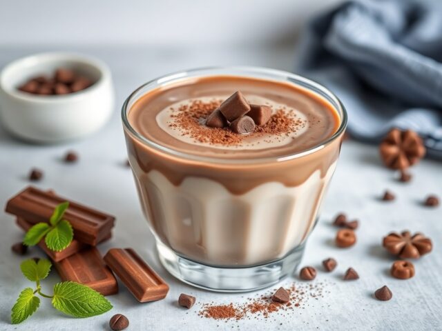 Romige, volle chocolademelk — AI-gegenereerde illustratie