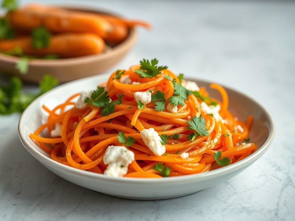 Romige wortelsalade met kokos, AI-gegenereerde illustratie