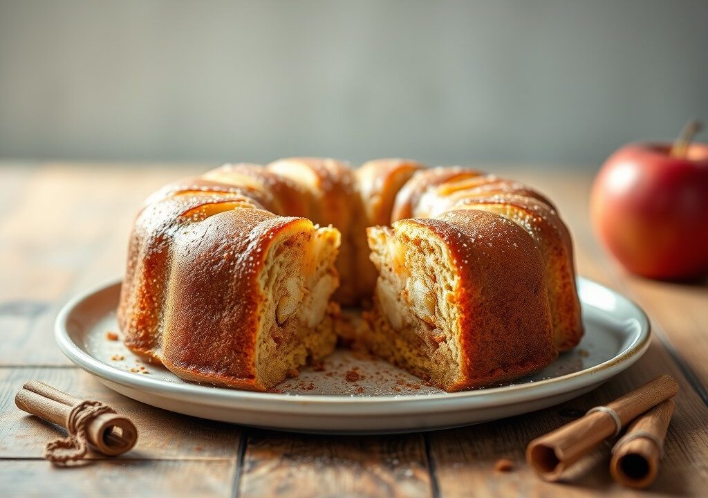 Ronde appelcake, AI-gegenereerde illustratie