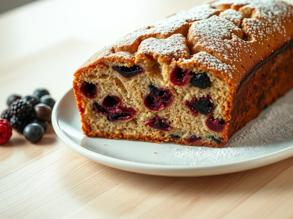 Rood fruit-broodcake, AI-gegenereerde illustratie