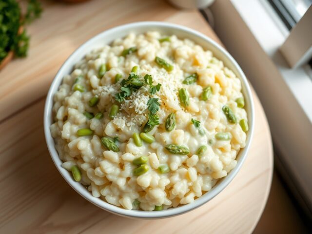 Roomrisotto met groene asperges
