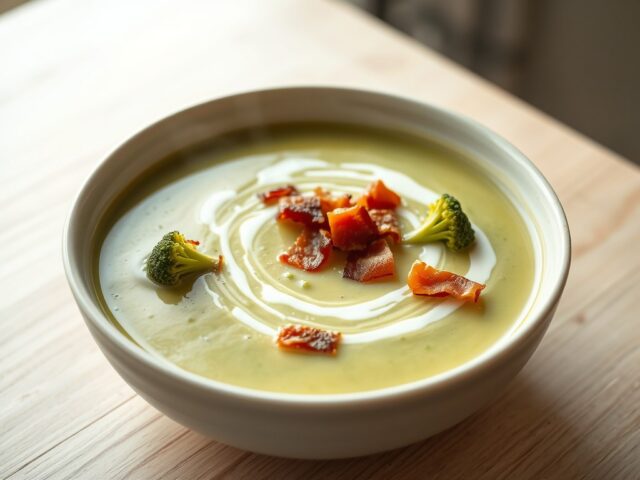 Roomsoep van broccoli met spek
