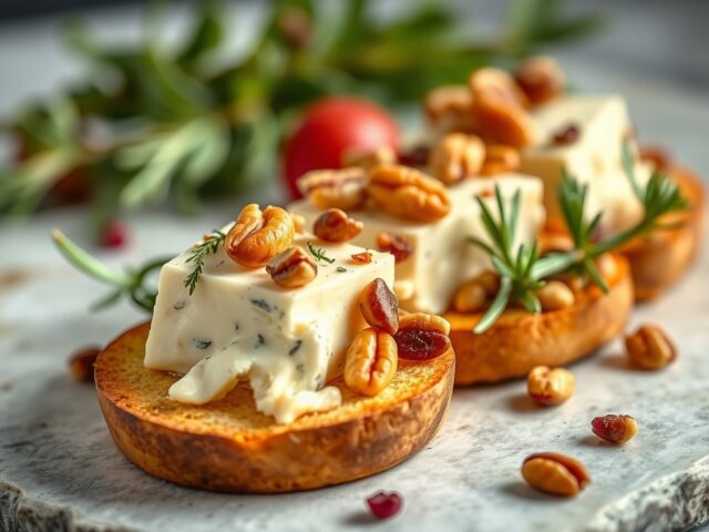 Roquefort met noten tapas — AI-gegenereerde illustratie