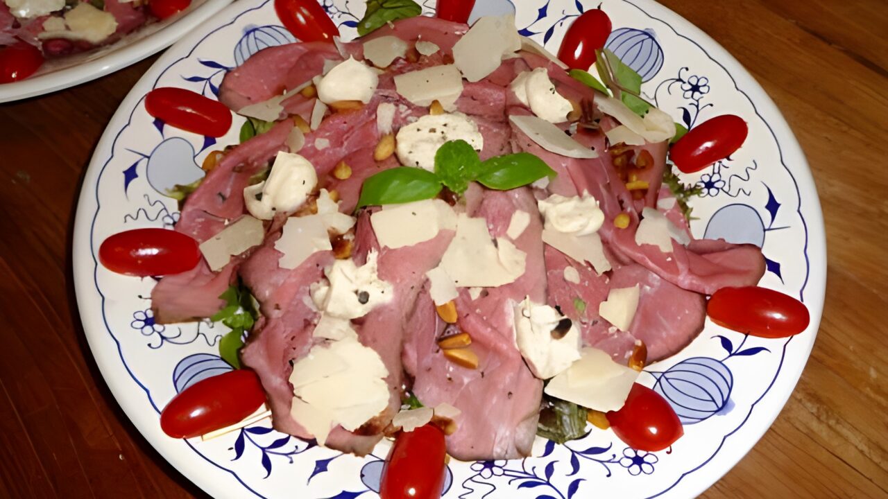 Rosbief carpaccio met truffelmayonaise