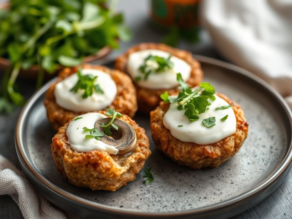 Rosbief-champignontruffeltjes met rucolasalade, AI-gegenereerde illustratie