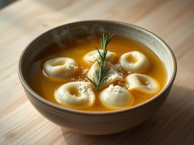 Rozemarijnbouillon met gevulde pasta