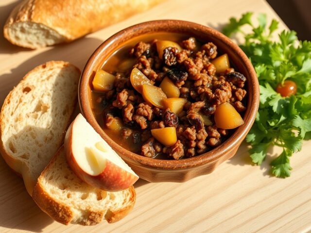 Rozijnengehakt met stokbrood