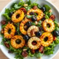 Rucola en inktvis met gepofte paprika