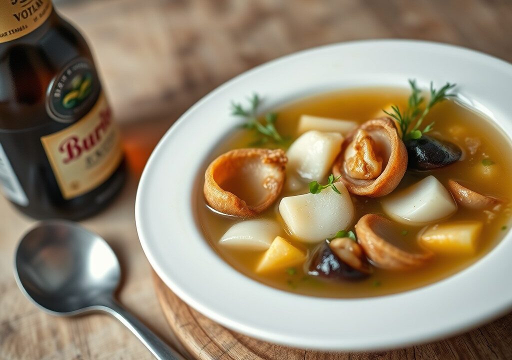 Runderbouillon met bier en merg, AI-gegenereerde illustratie