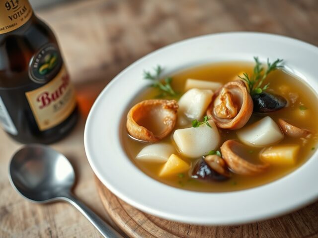 Runderbouillon met bier en merg — AI-gegenereerde illustratie