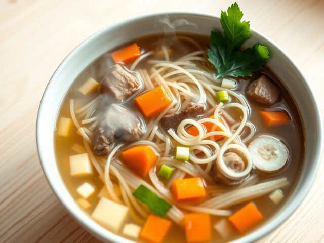 Runderbouillon met groenten en vermicelli