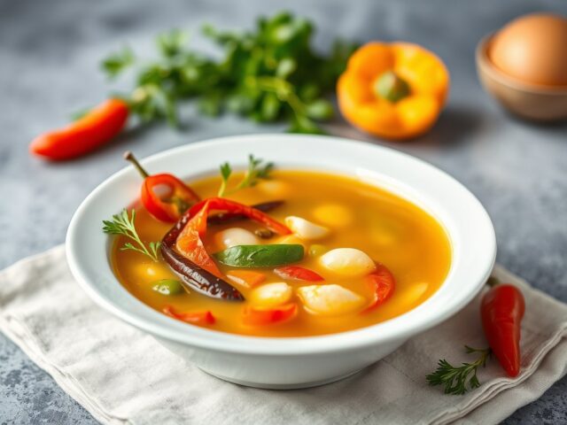 Runderbouillon met Madeira en julienne gesneden groenten