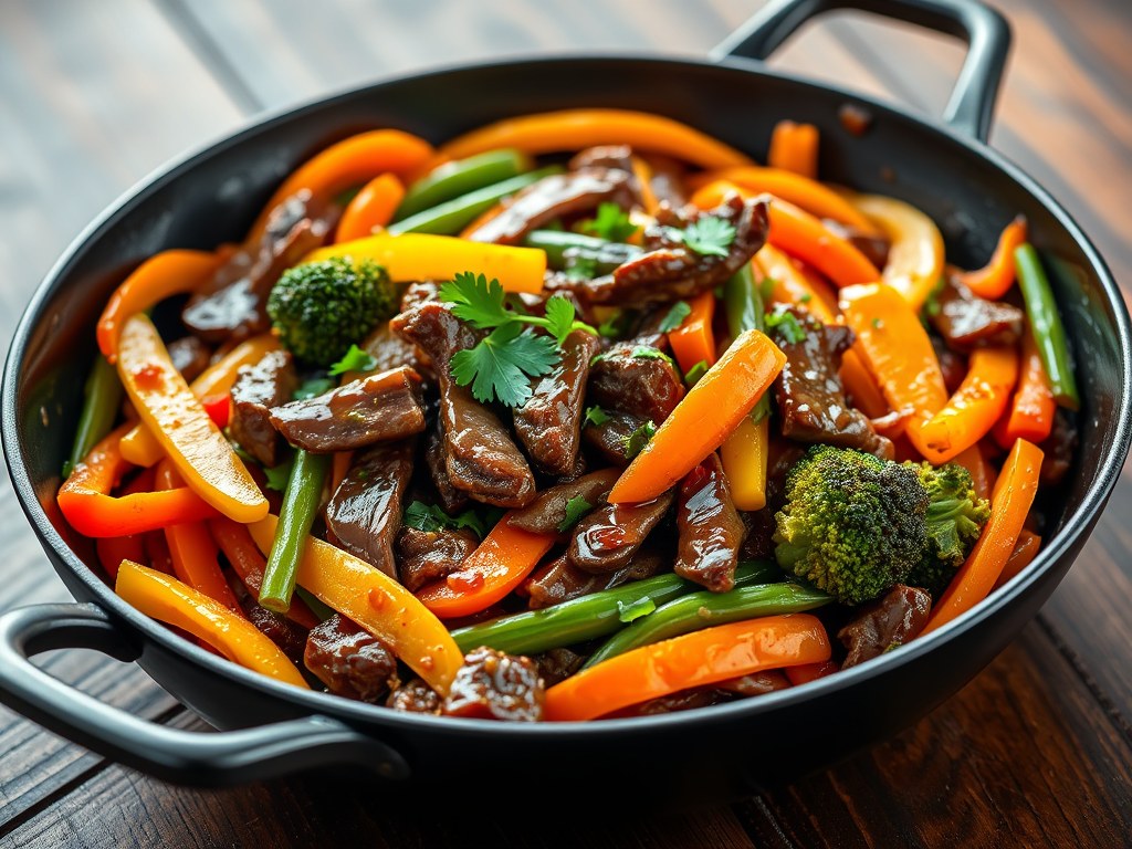 Runderreepjes uit de wok, AI-gegenereerde illustratie