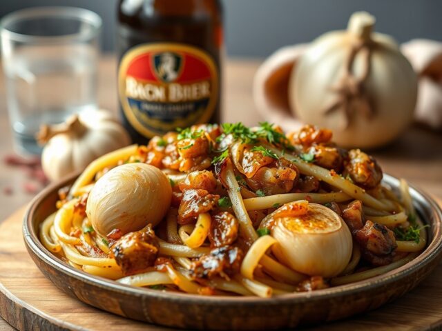 Runderstoof met Bockbier — AI-gegenereerde illustratie