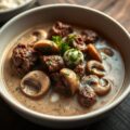 Rundsragout met paddenstoelen en peper