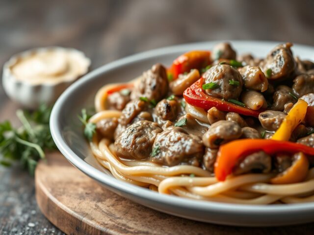 Russische biefstuk (Stroganoff)