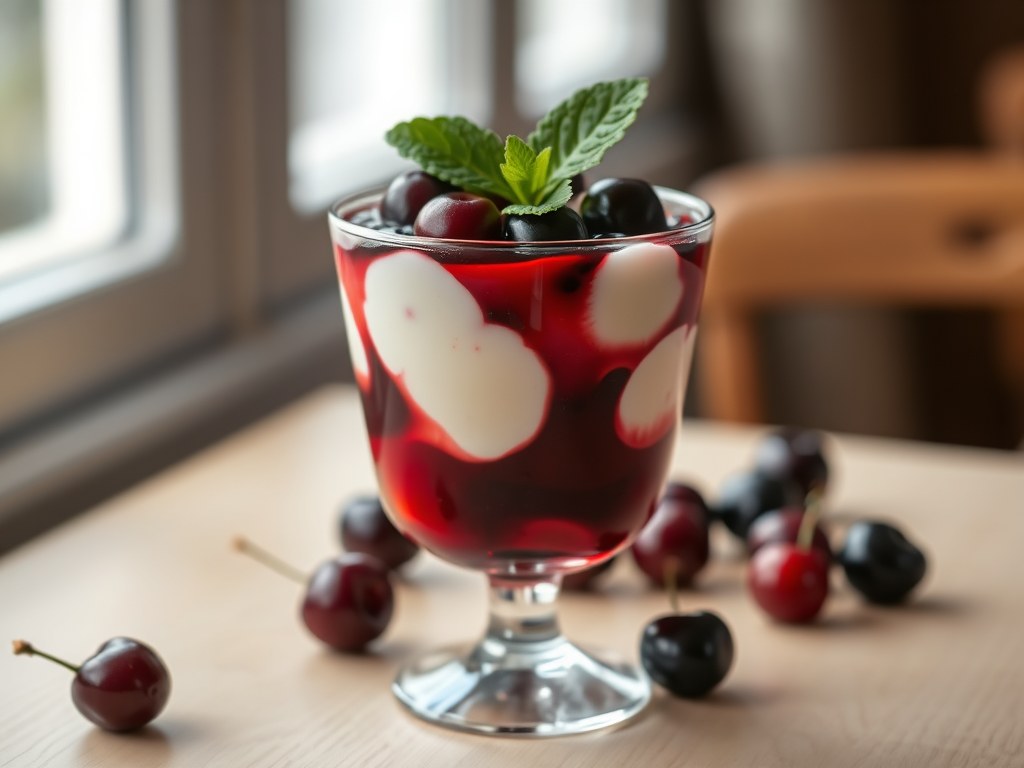 Sabayon met kriekbier, AI-gegenereerde illustratie