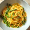 Saffraantagliatelle met asperges