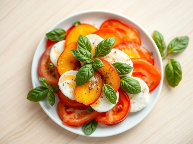Salade caprese met nectarine