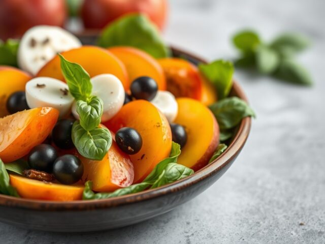Salade caprese met nectarine — AI-gegenereerde illustratie