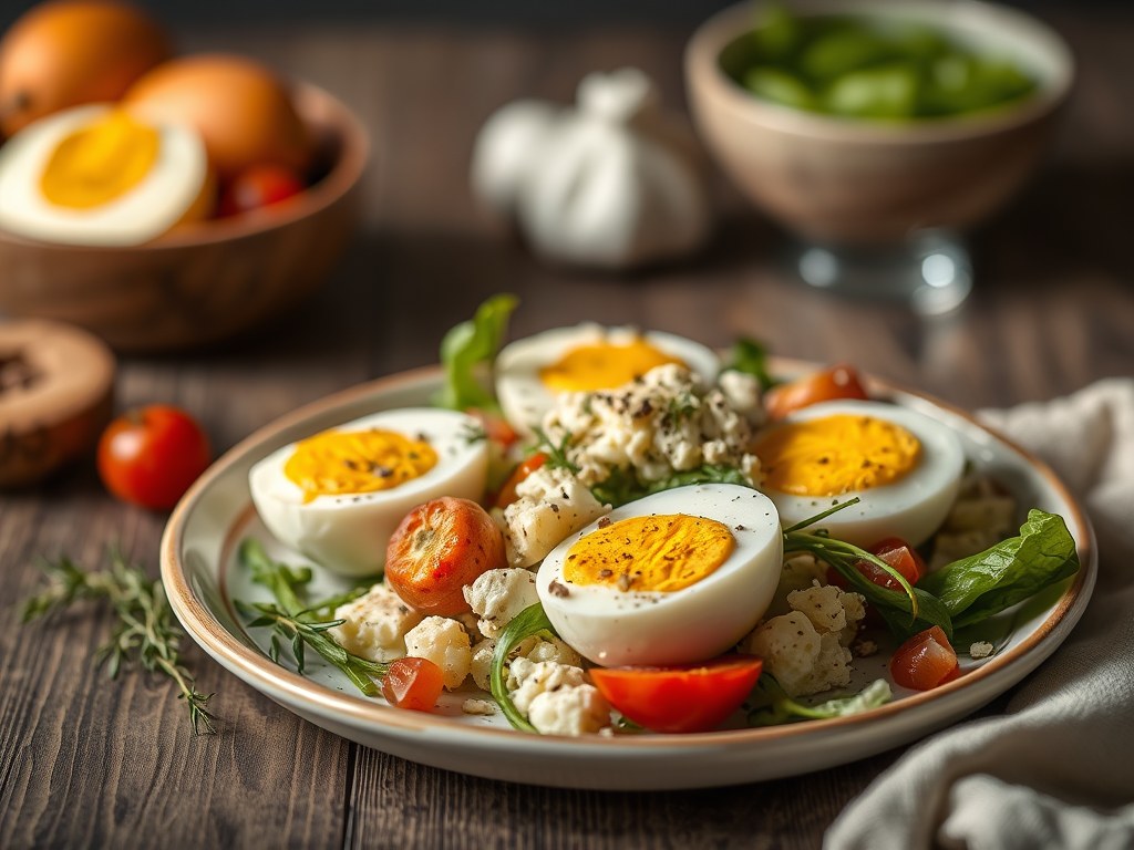 Salade Croustillant fromage de chèvre chaud, AI-gegenereerde illustratie