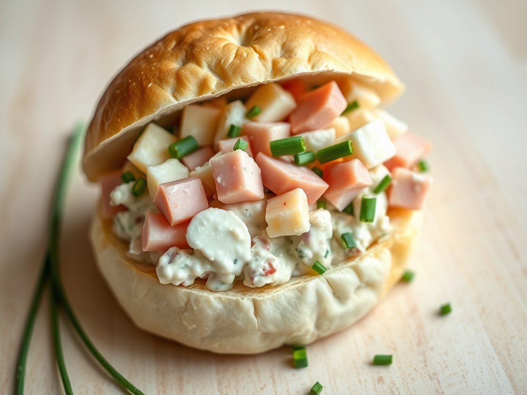 Salade in een broodje, AI-gegenereerde illustratie