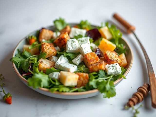 Salade met feta en crotons