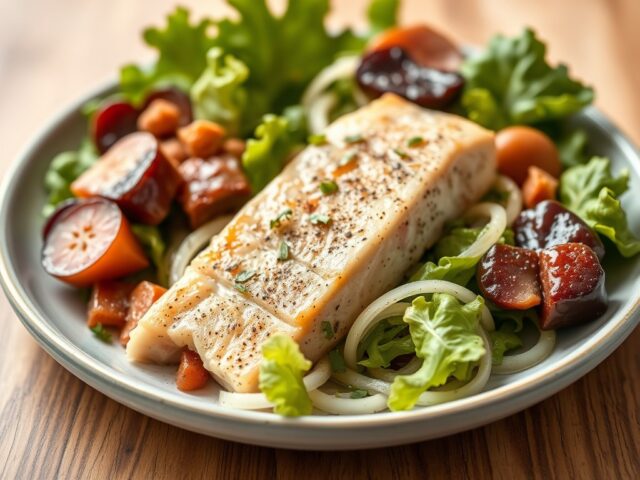 Salade met forel en rookvlees