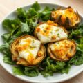 Salade met gegratineerde artisjokbodems