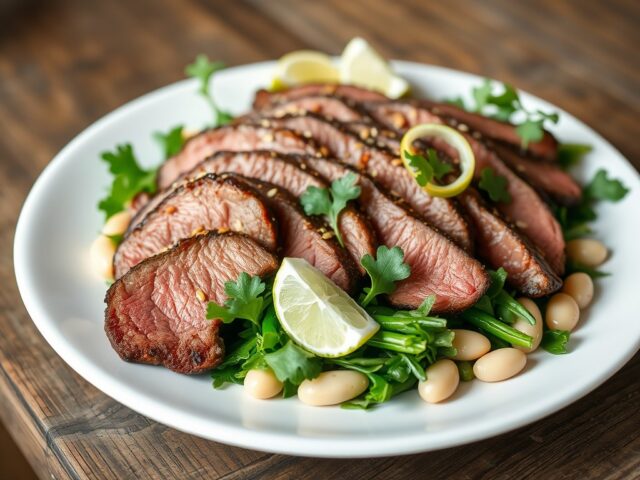 Salade met gekruide ossenhaas
